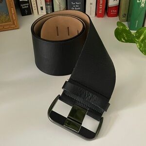 Thick Black Luxury Sellier Leather Women’s Belt | 95 cm/38 in